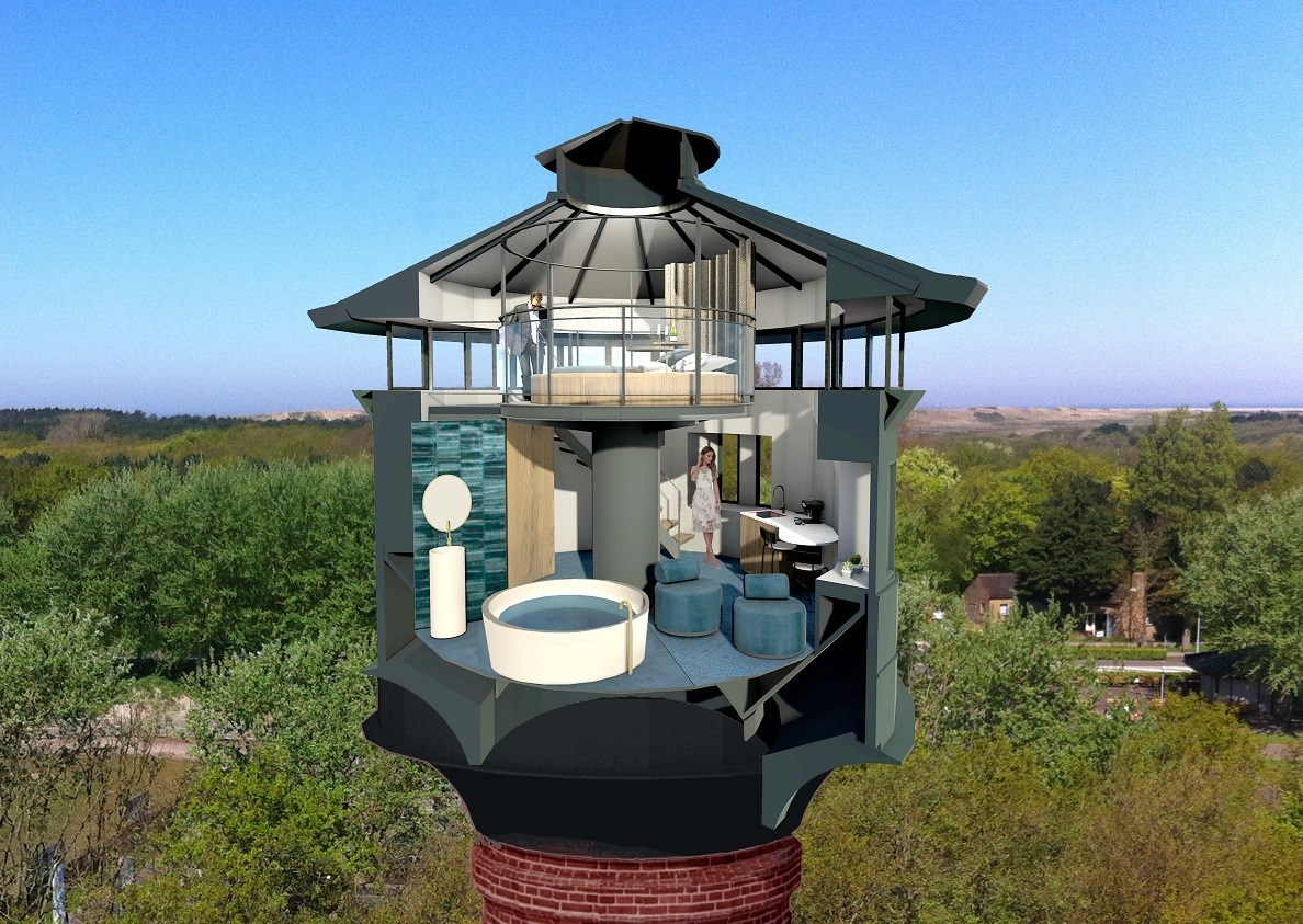 Overnachten op 33 meter hoogte in een Watertoren