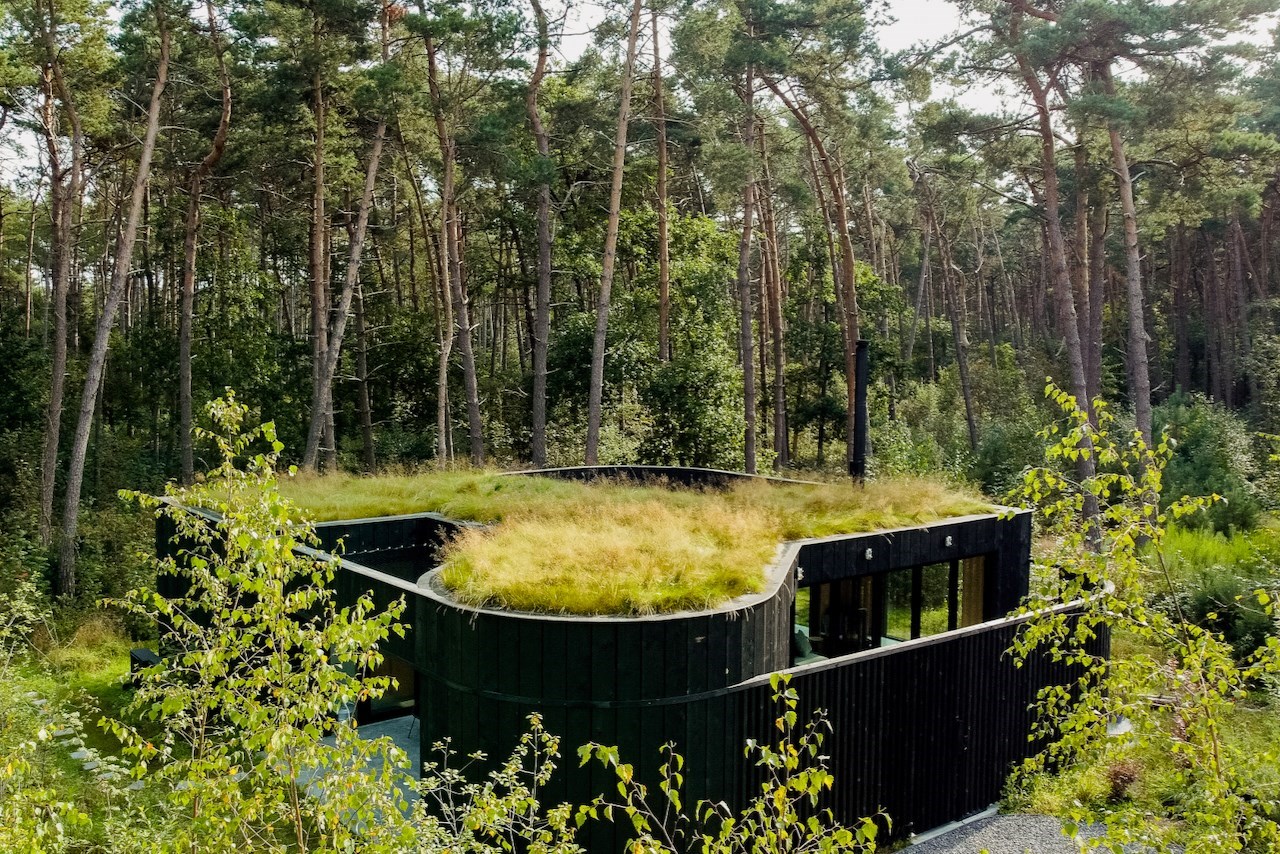 Architectonische Bosvilla met hottub