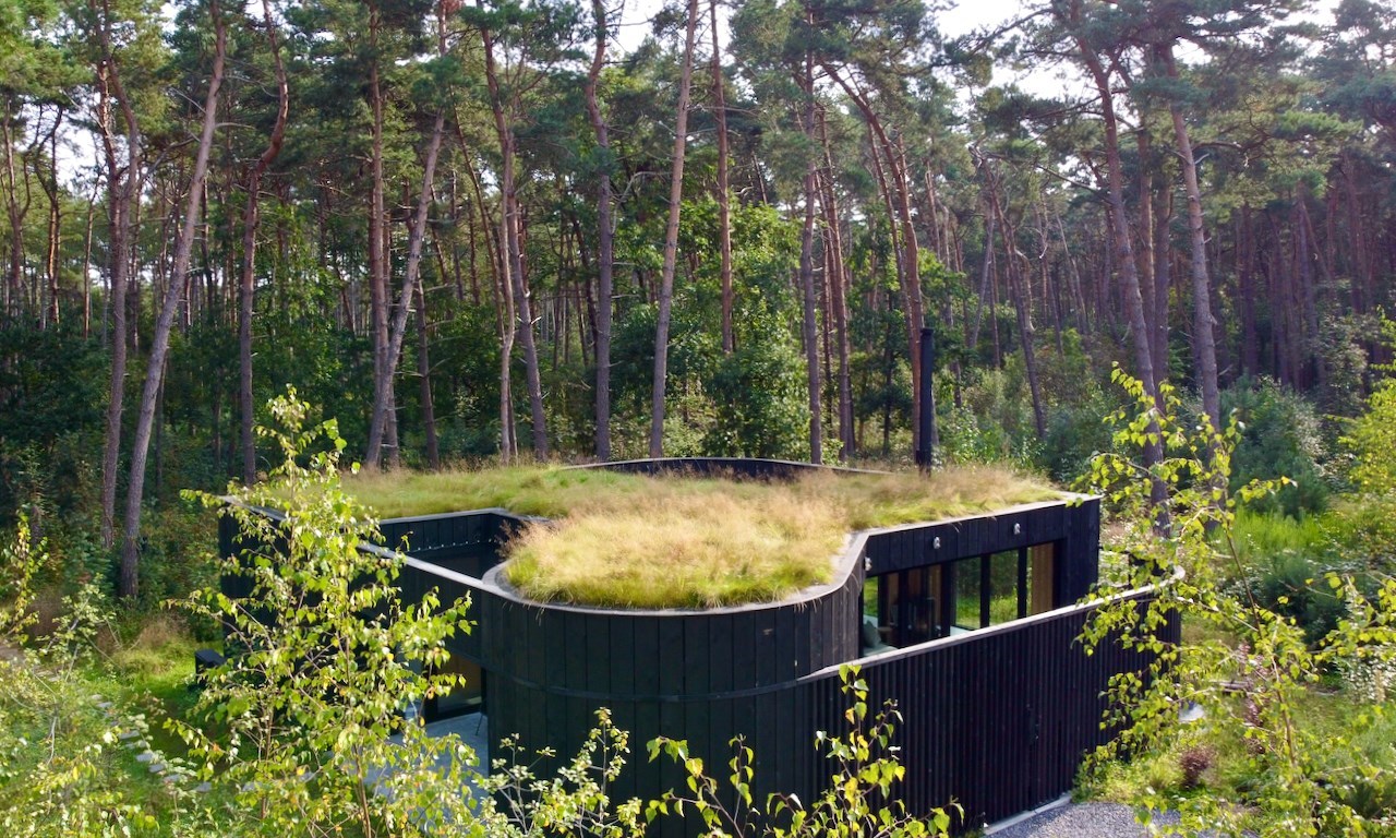 Architectonische Bosvilla met hottub