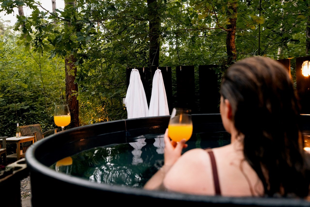 Architectonische Bosvilla met hottub