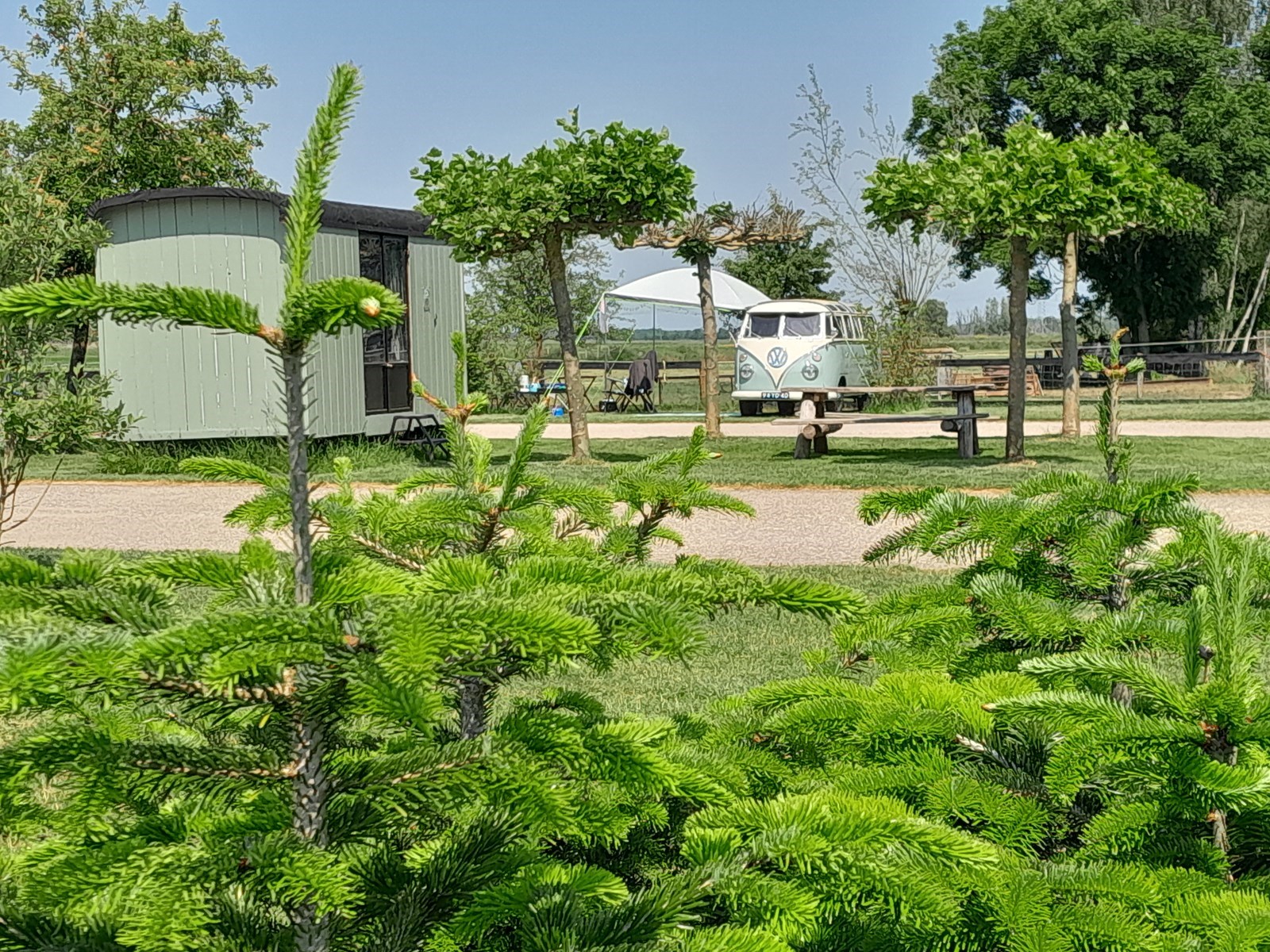 Pipowagen met landelijk uitzicht