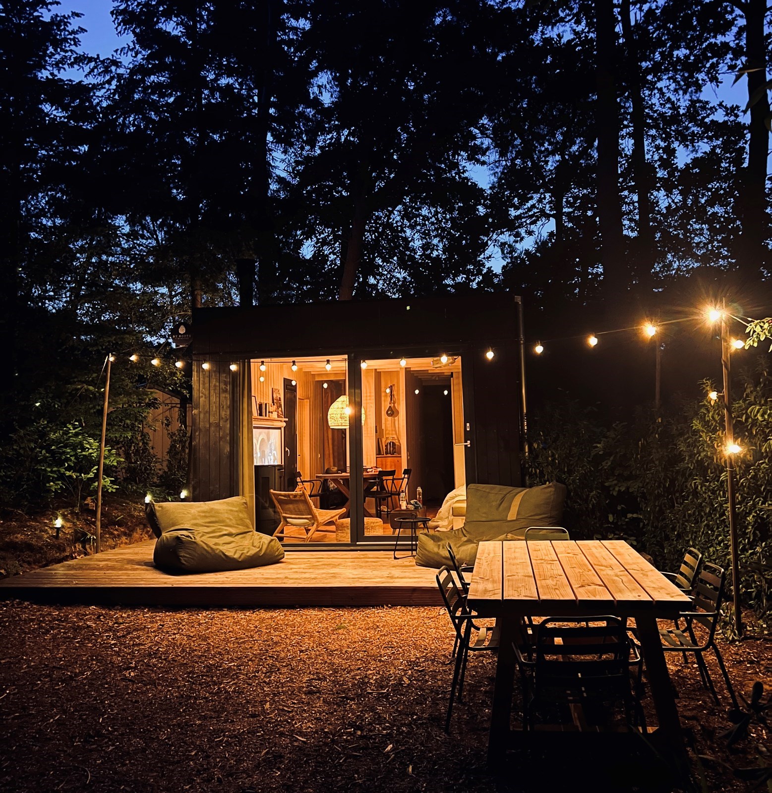 Tinyhouse met sfeervolle pellethaard en beamer in de prachtige natuur van de Veluwe
