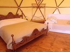 Dome met uitzicht over de weilanden en het water Dome met uitzicht over de weilanden en het water