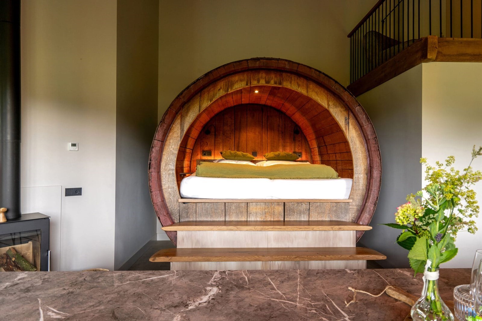 Overnachten in een unieke Wijnlodge en slapen in een echt Wijnvat