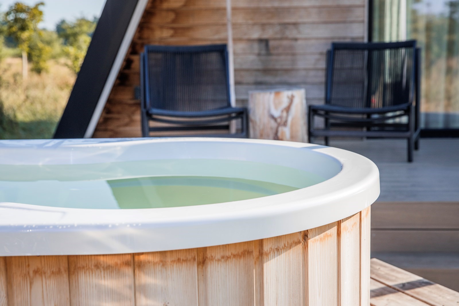 Luxe A Frame lodge met hottub en infraroodsauna