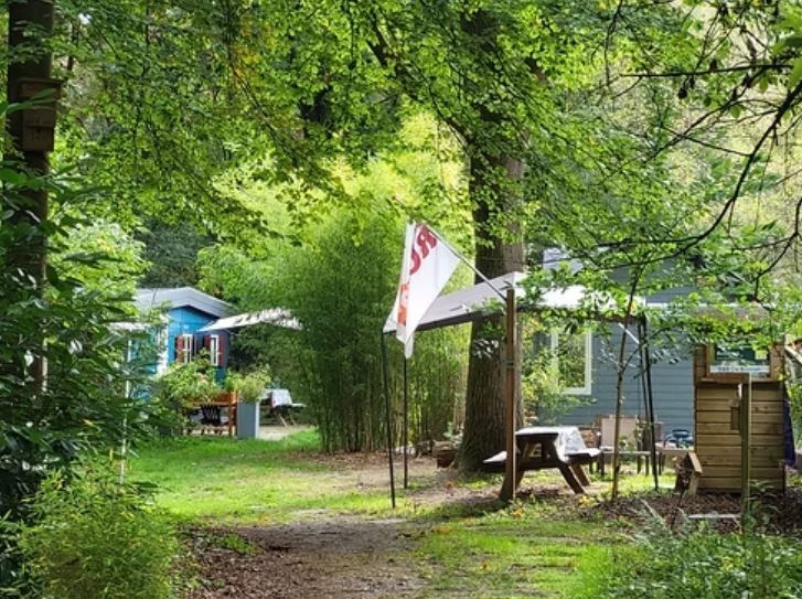Chalet in een voedselbos met een wellnesstuin met sauna en houtgestookte hottub