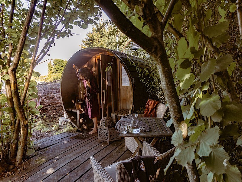 Authentieke Woonwagen onder een majestueuze notenboom