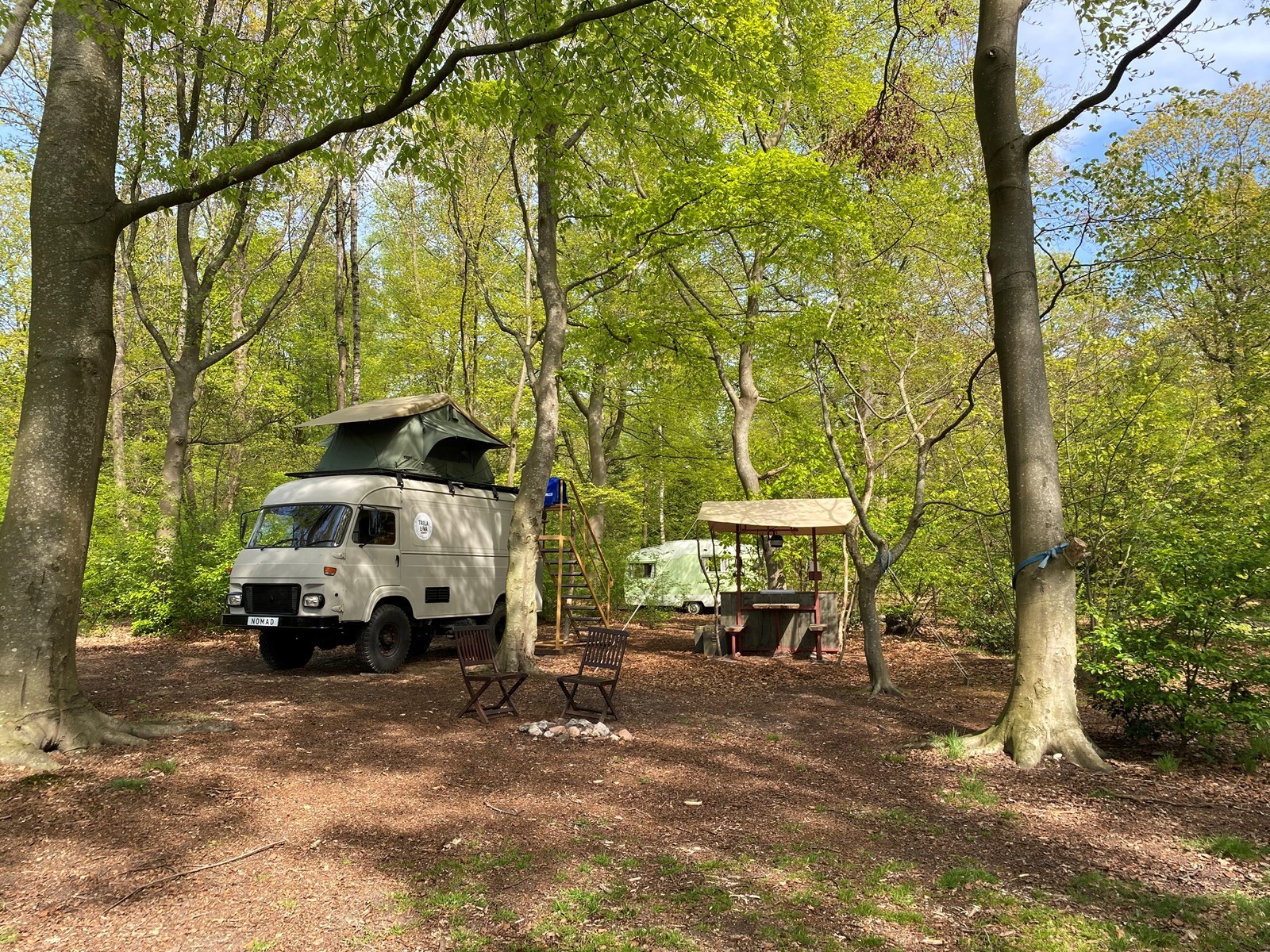 Waanzinnige Bus met daktent 