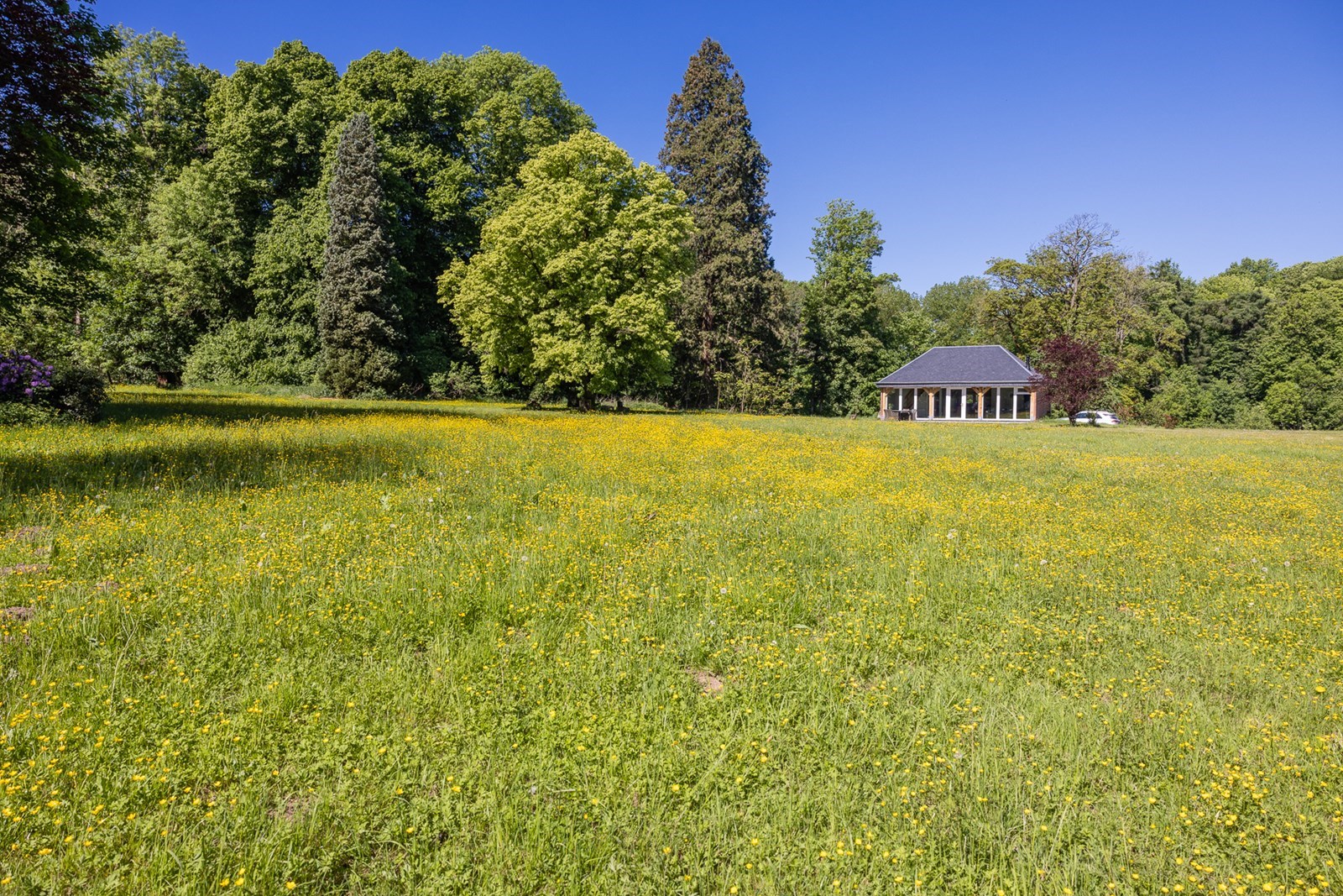 Bijzonder boshuisje naast een kasteel op een groot landgoed