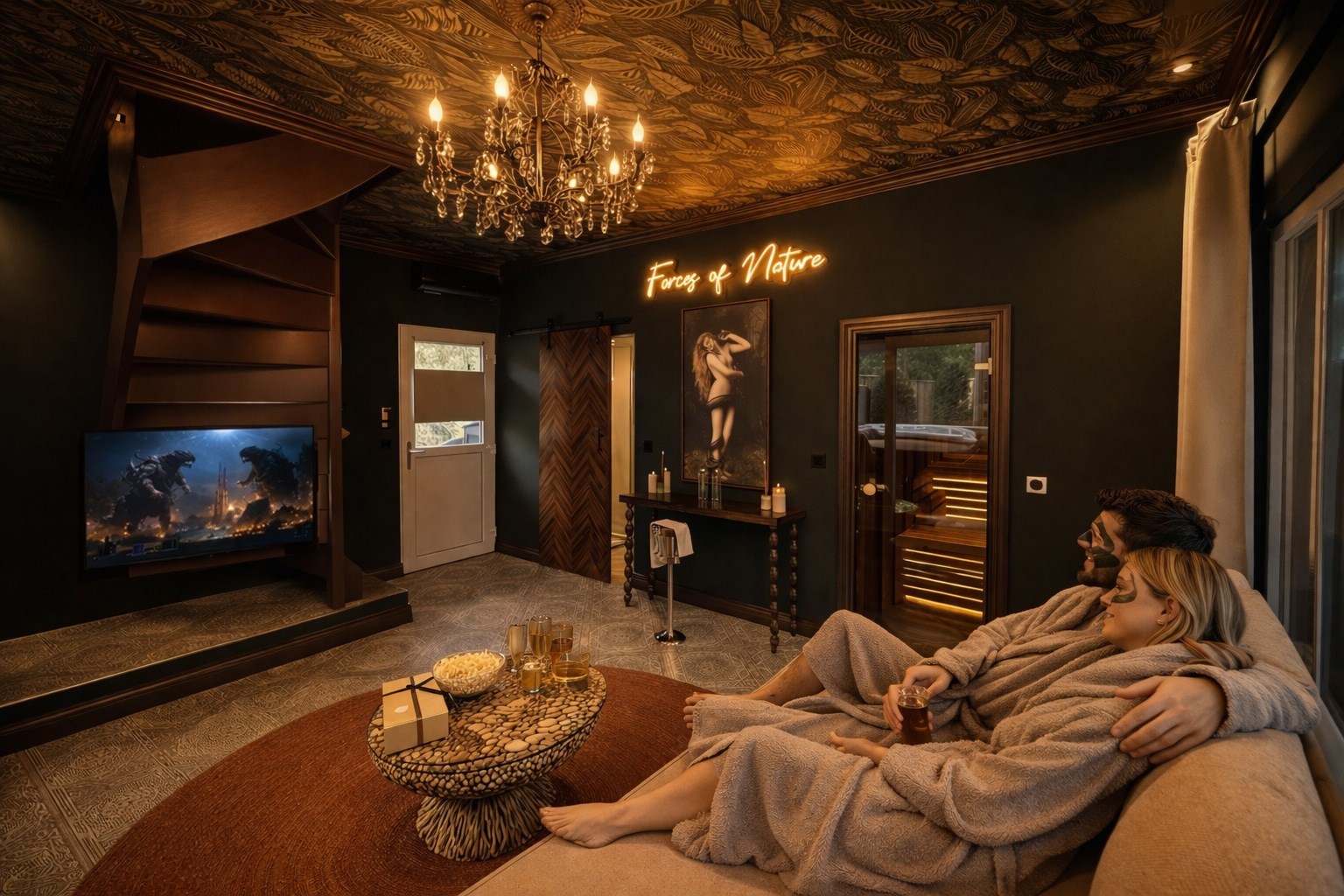 Luxe Privé Wellness Lodge met 6 persoons Privé Bubbelbad , Stoomruimte / Hamam, Sauna & toegang Wellness Tuin. 🍾 Gratis Fles Prosecco en Partner Connect Box 🍾