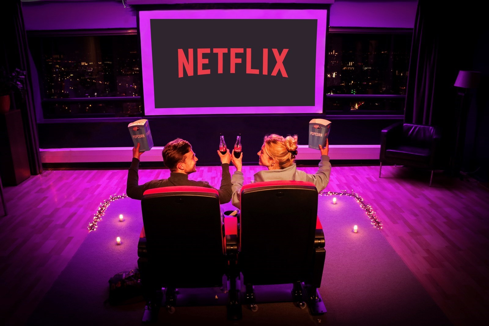 Privé bioscoop beleving op de 39e verdieping van een wolkenkrabber in Den Haag