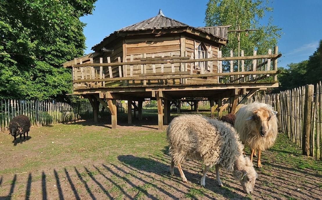 Slapen boven de schapen in een Schaapshut met hout (pellet) kachel